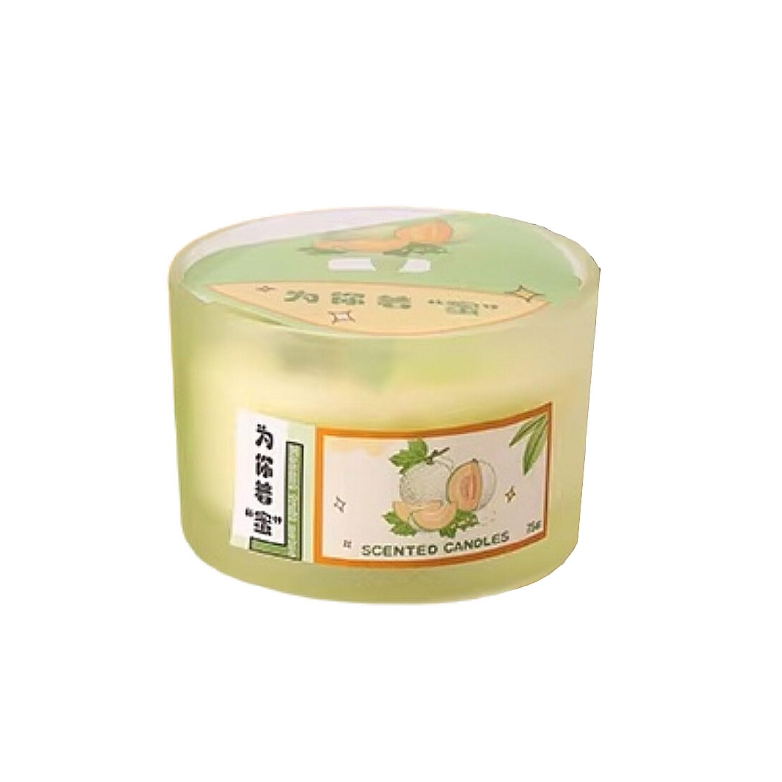 Compacto Velas de vidrio afrutadas hechas con cera de soja y aceites esenciales, vela de aromaterapia creativa, quema limpia for aliviar el estrés no es picante(Groen)