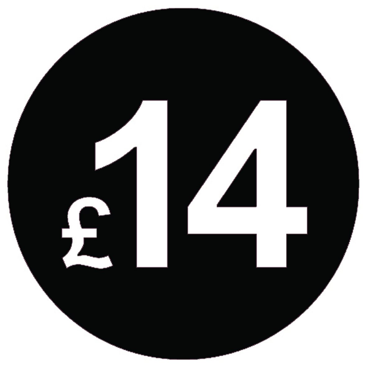 £ Black Price Stickers - 20mm, £14, 10000 — image 1