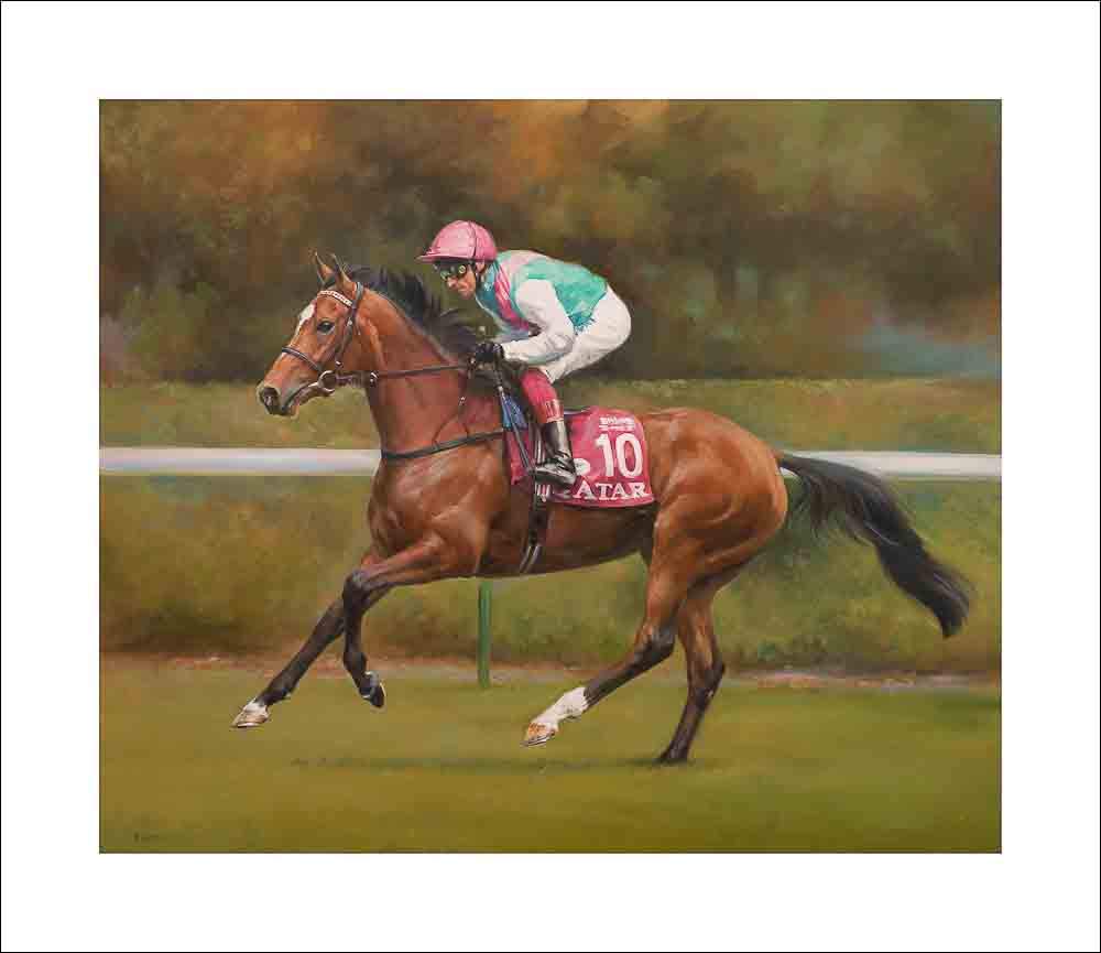 Jacqueline Stanhope Fine Art Enable & Frankie Dettori at Longchamp – by A signed and numbered limited edition print on 330gsm paper.