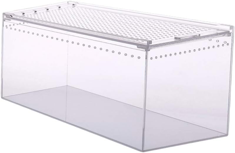 Aquarium Breeding Tank Transparent Reptile Feeding Box Clear Acrylic Terrarium Tank for Lizard Hermit Crabs Geckos Frogs Spider and Smaller Animal 25x15x15cm