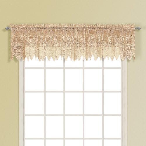 United Curtain Valerie Lace Sheer Straight Valance, 52 by 18-Inch, Taupe
