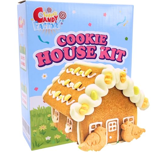 Easter Cookie Decorating Chick and Bunny House Kit with Icing & Candies, Easter DIY Activity for Family & Friends – Pre-Baked Panels, Assembly Required