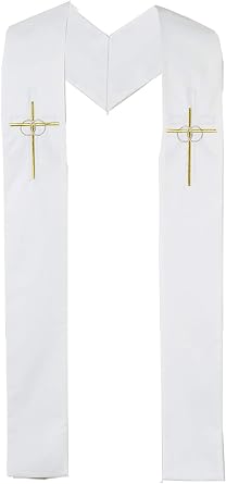 Autom Reversible Baptismal and Wedding Stole, White, One Size