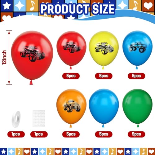 Image of Truck Balloons 30 Pcs 12inch Red Yellow Orange Green Latex Balloon