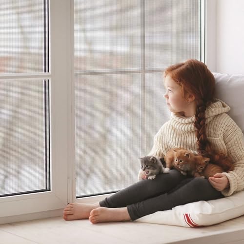 Rindion 48x102 Inch Window Screen Replacement, DIY Adjustable Pet-Proof Patio Screen, Anti-Mosquito Window Screen Mesh for Porch and Sliding Doors