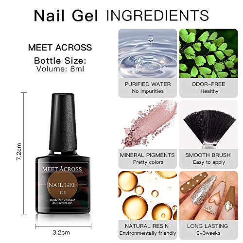 MEET ACROSS Braunes Gel-Nagellack-Set - 6 Stück Nude Grey Autumn Winter Gel Polish Kit UV LED Soak Off Gel Polish Herbst… – Bild 4