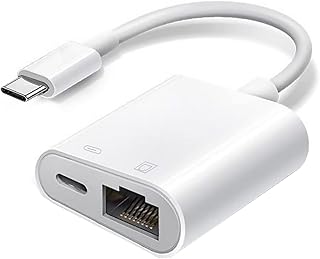 USB C to Ethernet Adapter, Ethernet Adapter with Charging (PD15W), Plug and Play, Type C to LAN Network Ethernet Adapter, Supports 100Mbps Ethernet Network Compatible for Android/iPad/MacBook