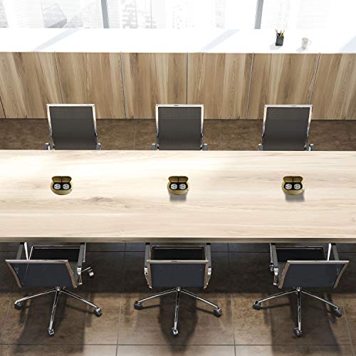 Enerlites Dual Flip Lid Floor Box Cover, 4" Diameter, 20A Tamper-Weather Resistant Receptacle Outlet, Watertight Gaskets, 975503-C, Ul Listed, Brass #TOP5