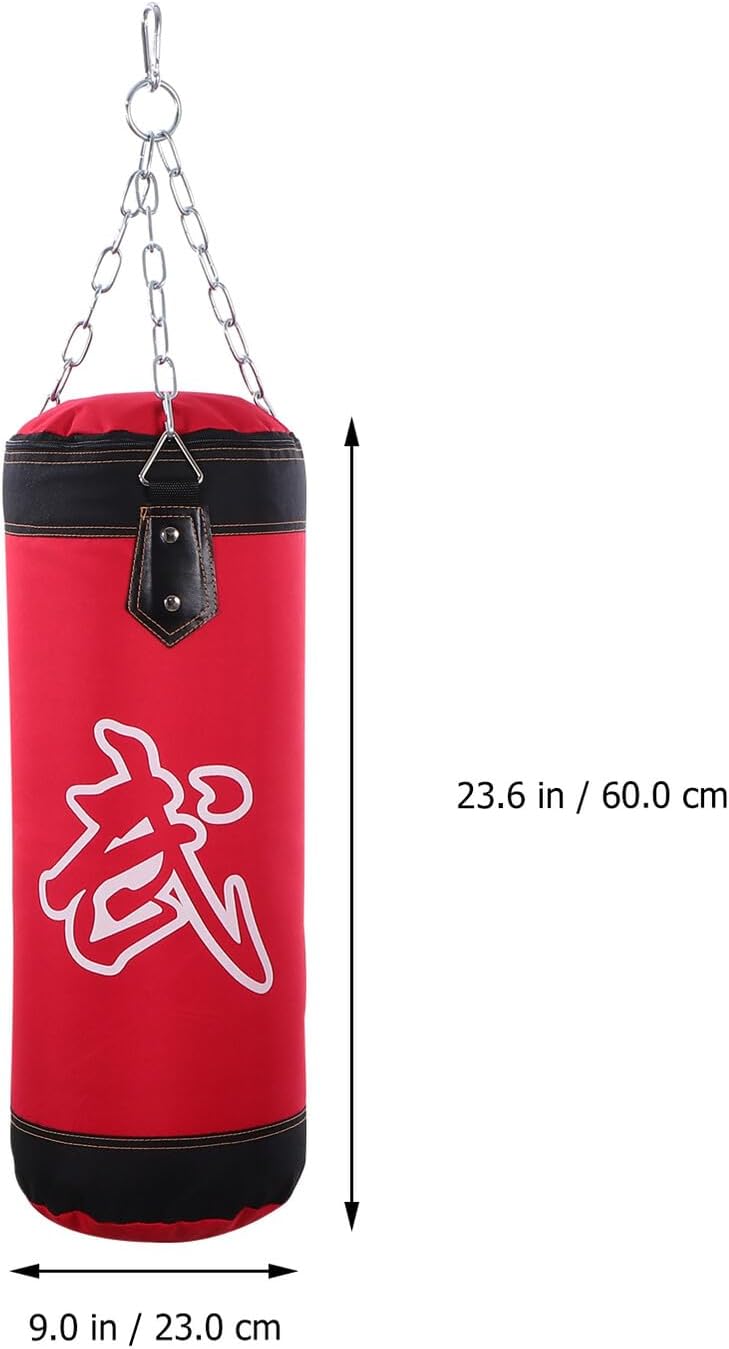 Thickened Oxford Fitness Sandbag with Triangular Steel Buckle Hanging Kicking Bag for Boxing Karate Training and Agility Exercise Wear-Resistant Empty Punch Bag Red