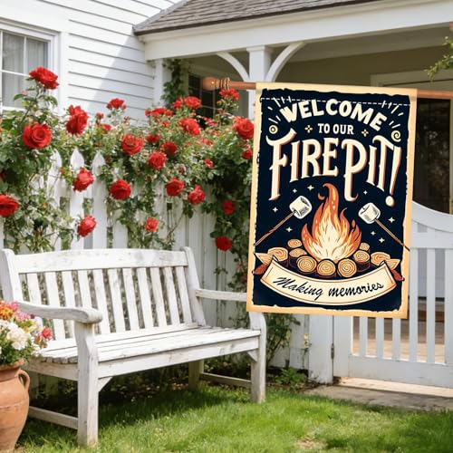 Image of Nuxovilar Camping Flag Fire Pit Garden Flag 28x40 Inches Polyester