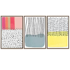 SIGNWIN Framed Canvas Wall Art Abstract Blue, Pink,...