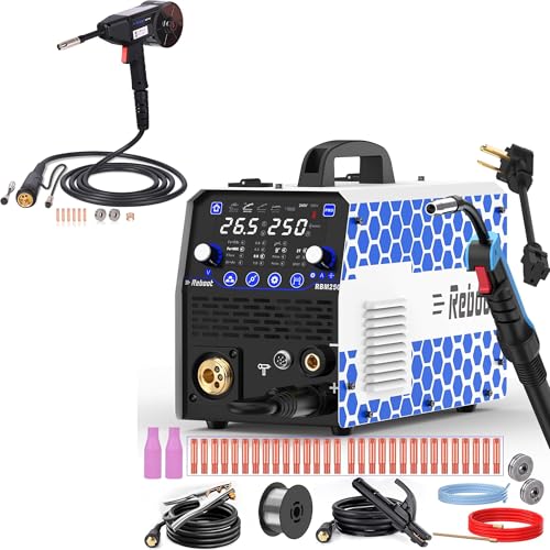 Image of Reboot 250Amp MIG Welder 120V /240V RBM2500 PRO, 8-in-1 Multiprocess Welding Machine with Spool Gun, Gas MIG/Gasless MIG/MAG/Lift TIG/Stick/Spot/Aluminum Welding