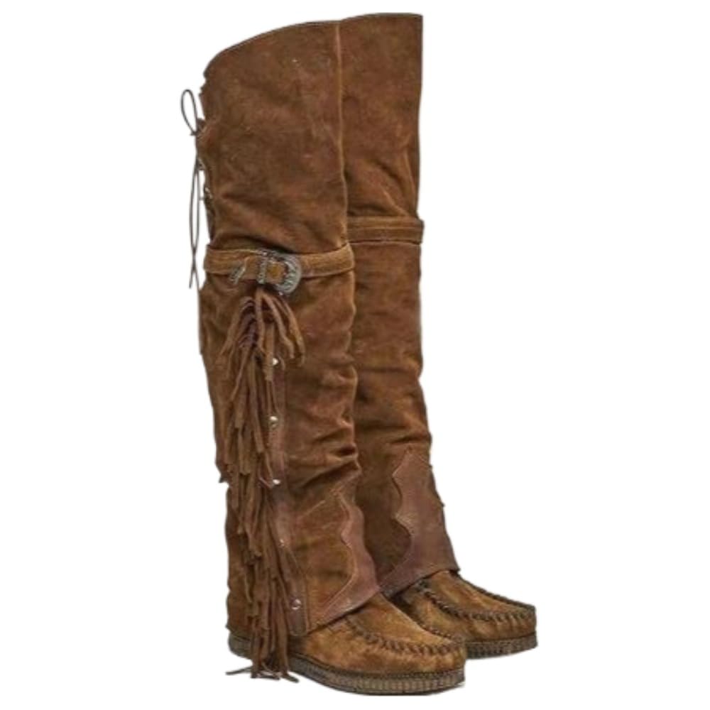 Cowboy Boots for Women Over the Knee Western Boots Embroidery Cowgirl Pull-On Pointy Toe Wide Trending Fashion -