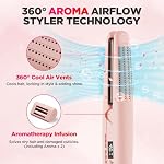 MiroPure 360° Airflow Styler Curling Iron, Titanium Flat Iron Hair Straightener and Curler 2 in 1, Professional Curing Wand with Ionic Aroma Cool Air, 13 Adjustable Temps, Dual Voltage for Long Hair