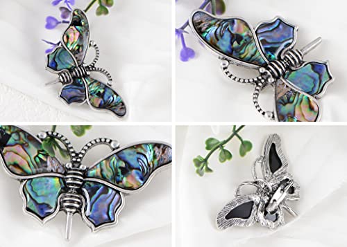 Image of Alilang Abalone Shell Butterfly Insect Brooch Lapel Pins Pendant Scarf Shawl Accessories Wedding Party