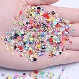 PTONUIC 1000pcs 2/3/4/5mm Mixed Sizes Resin Rhinestones Flatback Round Glue On Non Hotfix Appliques Beads for Craft DIY Nail Gem (Color : Color 1)