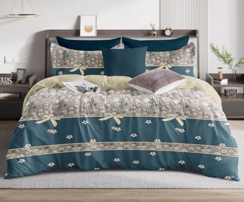 Image of The Royal King Collection 350 TC King Size Bedsheet with 2 King Size Pillow Covers| Beautiful Designer Flat Sheet | Luxury Soft Sheet (3pcs Set) |108x108 inches. (Multicolor-6611)