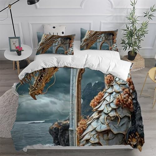 Housse de couette microfibre 260x220 cm Animaux Land lit Super King imprimé 3D