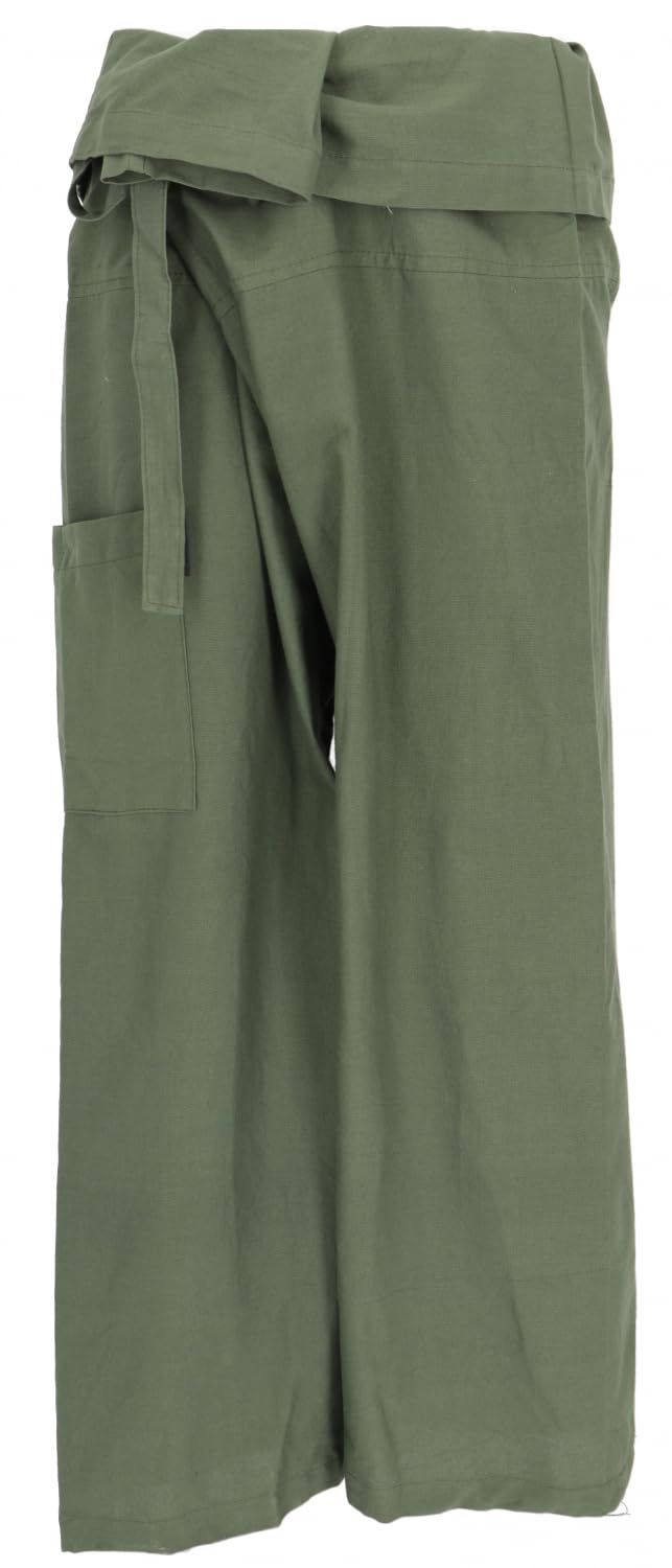 Guru-Shop Pantalones Tailandeses de Algodón Fijo, Envolventes para Yoga y Pescador - Talla Única, Ropa Alternativa