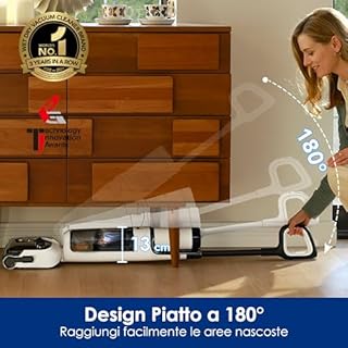 Tineco FLOOR ONE STRETCH S6 aspirapolvere a secco e umido, inclinazione fino a 180°, design compatto 13 CM autopulente e con asciugatura veloce a 70°C, pulizia dei bordi su ambo i lati