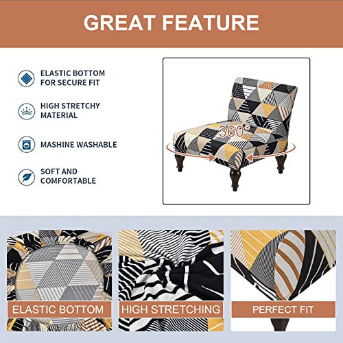 Image of Eco-Ancheng Armless Chair Slipcover Removable Armless Accent Chairs Covers Washable Armless Slipper Chair Slipcover Printed Armless Chair Furniture Protector Covers for Living Dining Room Hotel