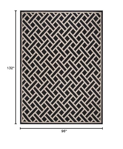 Safavieh Courtyard Tapete 8' x 11' Negro y Beige miniatura 2