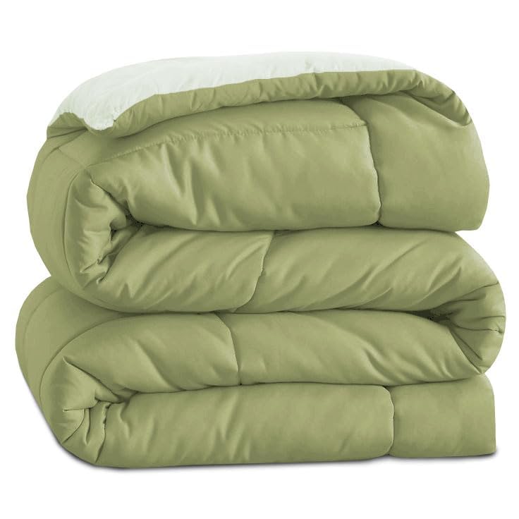 Image of Dream Living Microfibre All Season /AC /Summer Solid Reversible Single Bed Comforter Blanket (Light-Green-Single, Single-152X220)