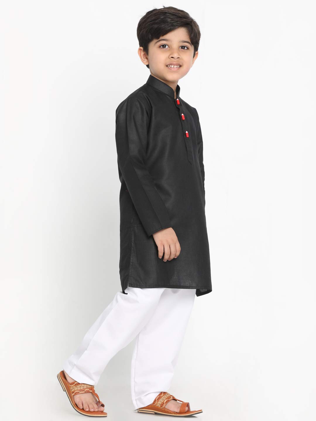 Jbn Creation Boys' Black Cotton Blend Kurta And Pyjama Set_Jbnbk066Blnpwh_16