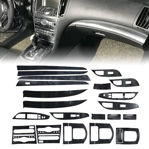 FZJDSD 3D Carbon Fiber Pattern Interior DIY Trim Decals Compatible with Infiniti G25 G37 2007 2008 2009 2010 2011 2012 2013 Available On 4 Doors Models Only