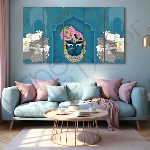 Image of The Castle Decor Pichwai art painting with frame Big Size 27x48 Wall art for living room,Bedroom,Drawing room,Hotels-Wooden Framed-713