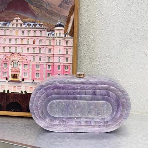 Image of Acrylic Evening Clutch Bag for Women Shell Shape Shoulder Crossbody Bag Glitter Marble Purse Handbag
