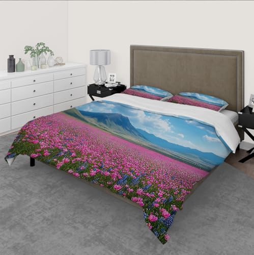 Housse de Couette 240x220 Tulipes avec 2 Taies d'Oreiller