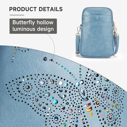 Image of KITEVIUN Small Crossbody Bags for Women, Lightweight Mini Cute Cell Phone Purse for Women with Tassel Shining Butterfly