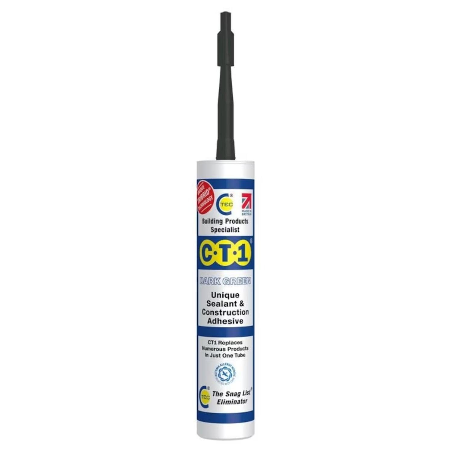 C.T.1 Sealant & Construction Adhesive – Dark Green, 290ml Cartridge | Universal Hybrid Polymer, Waterproof – Anti-Mould – Paintable – Non-Toxic – Indoor & Outdoor Use | Replaces Silicone & PU Sealants