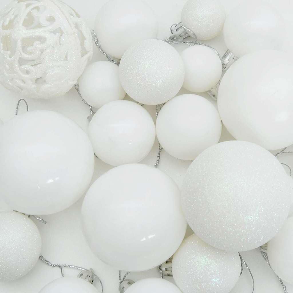 Lot de boules de Noël avec 300 LED, 120 boules en plastique blanc, guirlande lumineuse LED pour sapin de Noël, intérieur et extérieur protégé, alimentation USB, lumière chaude, longueur 30 m
