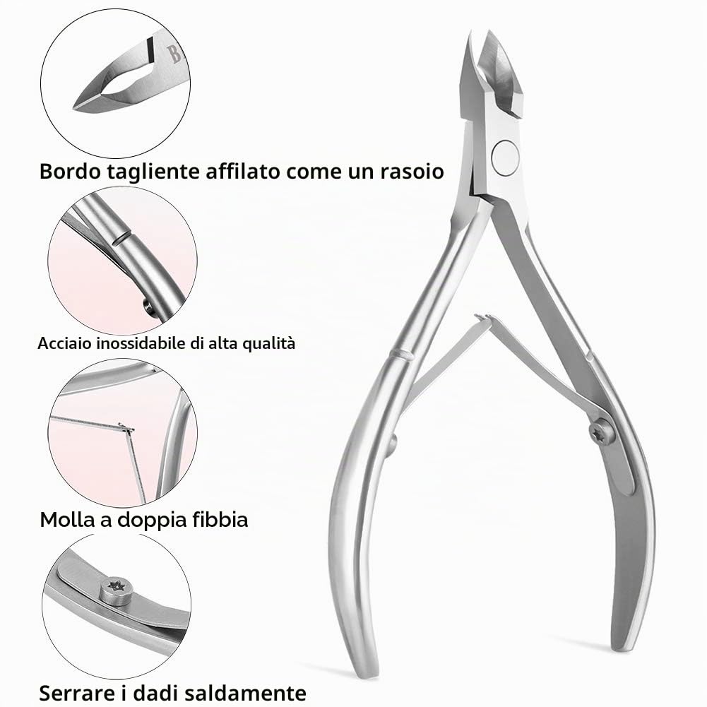 BEZOX Tronchesino per cuticole, tronchese in acciaio inossidabile con taglio netto e liscio, tagliacuticole fine per rimuovere la pelle in eccesso e strappata delle dita delle mani e dei piedi