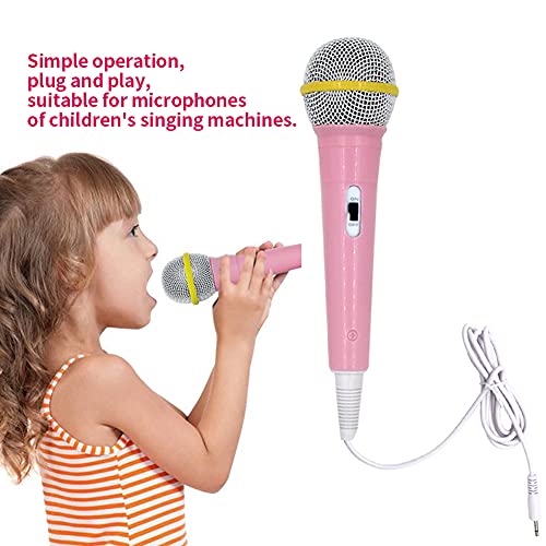 Yuhoo Wired Microphone, Wired Dynamic Microphone 3.5Mm Jack Lightweight No Battery For Kids Singing Mechine Home Wired Microphone(Pink) Free Size #TOP4