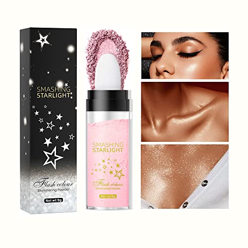 Mirora Fairy Highlight Puff Stick Highlight Patting Powder - Multi-Functional Shimmer Powder For Illuminating And Brightening Your Face And Body (#02 Pink) #TOP11