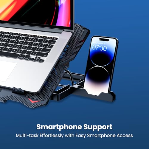 Portronics My Buddy Air 3 Laptop Cooling Pad with 5 Cooling Fans, Multi-Level Height Adjustable, Mobile Holder, USB Powered, Metal Mesh Grill, for... - Image 6