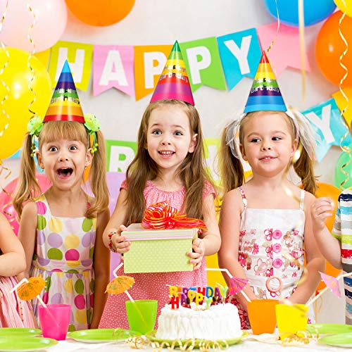 Outus 20 Pieces Rainbow Birthday Party Hats Fun Party Cone Hats Birthday Paper Hats Art Craft Caps Party Supplies For Kids Adults (Bright Style) #TOP6