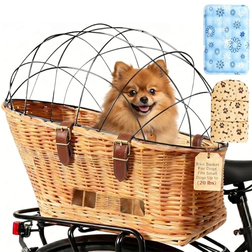 Natural Wicker Rear Bike Basket for Small Pets