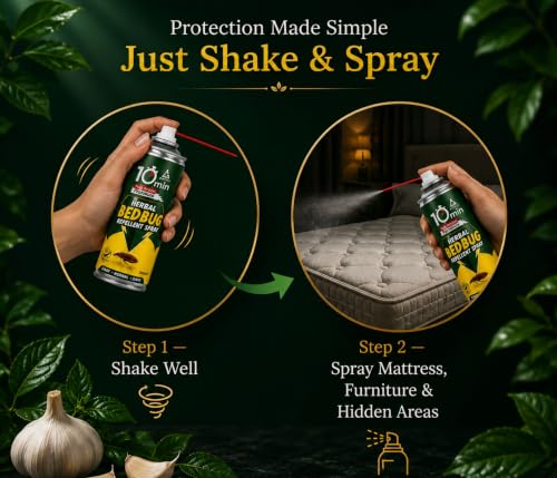 Image of Amish Herbal Bed Bug Spray 200 ml | Powerful Bed Bug Repellent Spray for Beds, Mattresses & Furniture | Organic Khatmal Repellent for Home | Odorless Herbal Pest Control