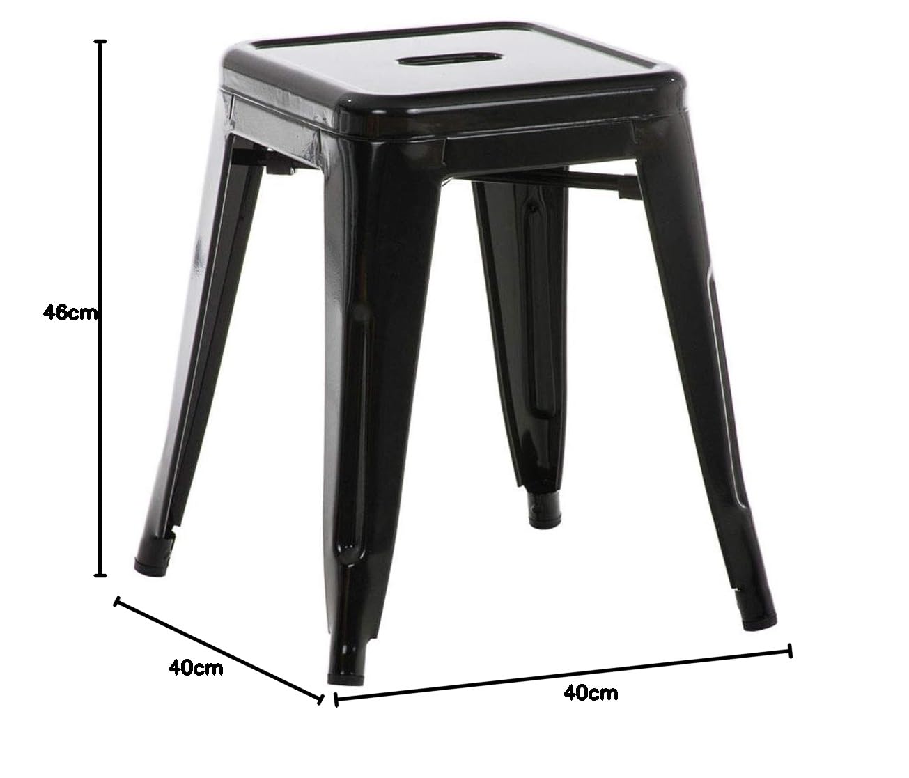 CLP Set 4 Panchetti Impilabili Armin In Metallo I Sgabelli Bar Industriali Senza Schienale Alt. 46 CM I Carico Max 200 KG | Colore nero