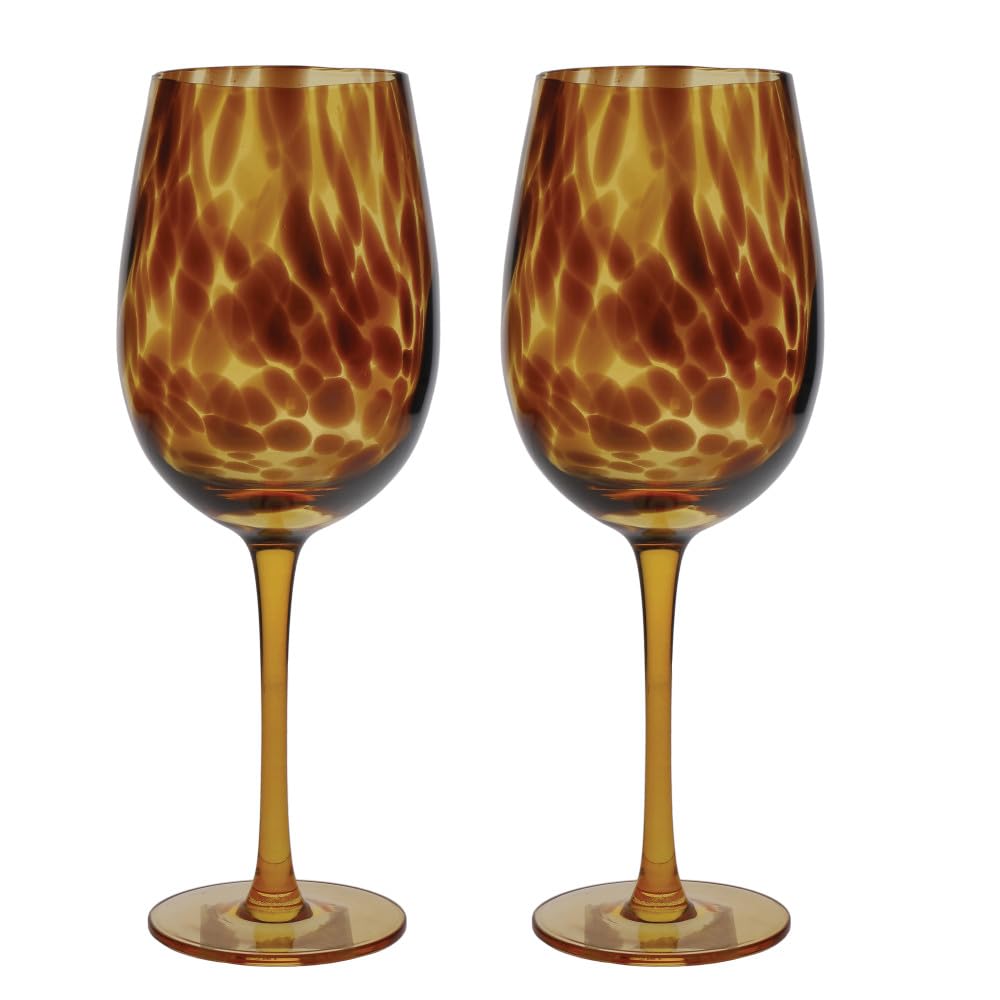 BarCraft Set de 2 Verres à Vin dans Un Coffret Cadeau, Motif Écailles de Tortue, Fabrication Artisanale à la Main, 450 ML