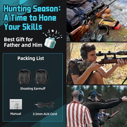 Image of ZOHAN EM054 Electronic Ear Protection for Shooting Range with Sound Amplification Noise Reduction, Ear Muffs for Gun Range