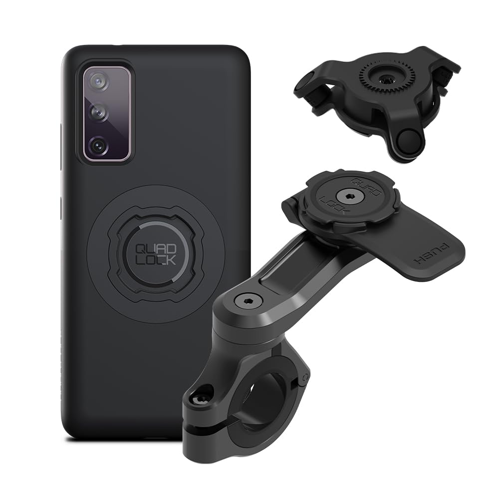 Quad Lock Motorcycle Handlebar Mount PRO Kit with Vibration Dampener and MAG Phone Case for Galaxy S20 FE