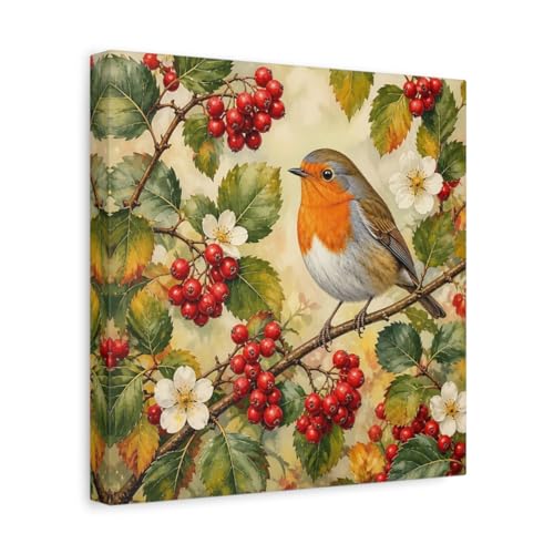 Tableau nature robin en toile canvas haut de gamme avec châssis 3cm