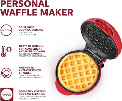 Image of Waffle Maker Electric 3 in 1, BUYERZONE Mini Waffle Maker Machine with Sandwich Grill Plates, Non-Stick Waffle Machine for Home, Pancake Maker, Compact Snack Maker Appliance