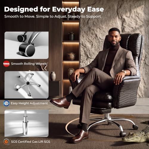 Image of Big and Tall Office Chair, Flip Armrests for Pets & Cross Legged Sitting