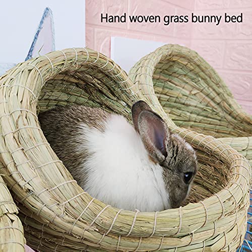 Kathson Woven Pet Hay Bed For Hamsters, Hand Crafted Grass House For Rabbits, Guinea-Pigs, Bunny And Cats (1Ball+Bed) #TOP4